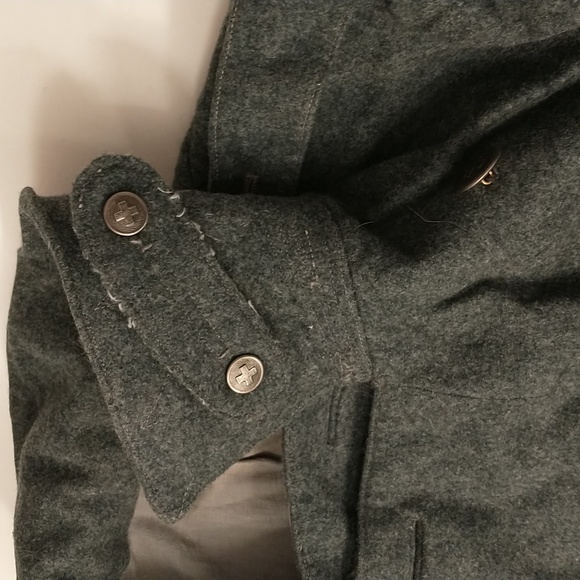 Vintage Swiss Military Wool Coat Bluish Gray Silver Cross Buttons Long Length - Picture 13 of 16